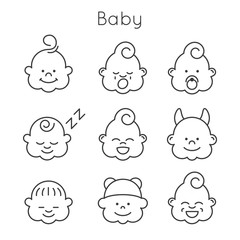 Children faces icon set.