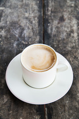 Mocha coffee hot on wood floors.