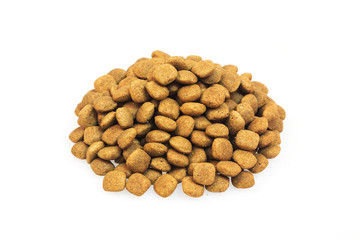 dry dog food isolated on white.