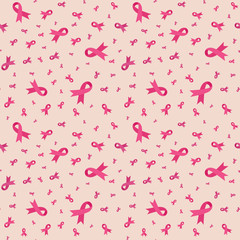 Seamless pattern with Breast cancer support ribbons