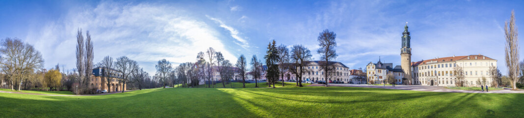 Weimar City Castle with Ilm park and old castle - obrazy, fototapety, plakaty