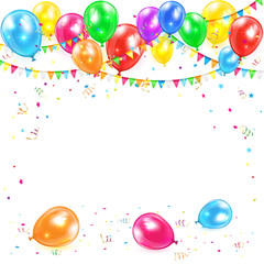 Balloons with pennants and confetti