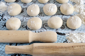 dough and the rolling pin with silicone surface