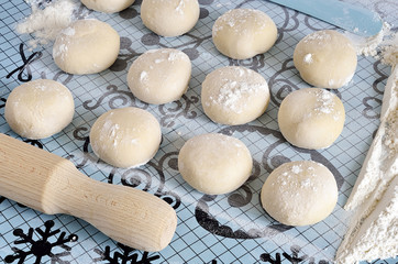 dough and the rolling pin with silicone surface