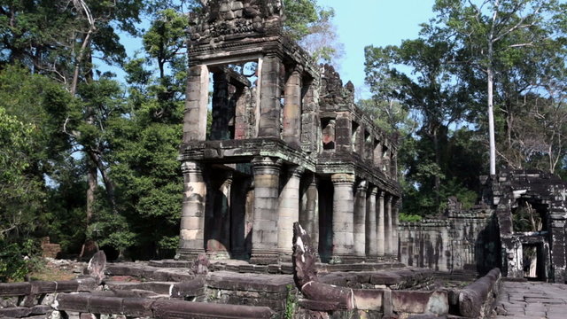Preah Khan(it is translated as "A sacred sword"). Trees and ruins of the temple, Siem Reap, Cambodia