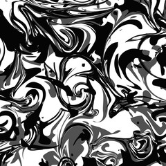 Black and white marbling background. Monochrome ink texture. Wallpaper for invitations, greeting card or websites