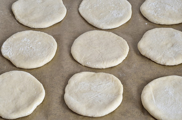 Fototapeta na wymiar yeast dough on the parchment