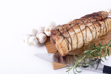 Traditional bacon baked with herbs