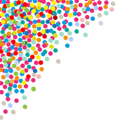 Paper colorful Confetti in the Corner on a white background.