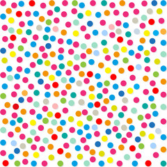 Polka dots paper colorful confetti pattern on a white background.