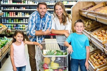 Portrait of family doing shopping 