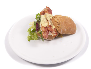 sandwich with cheese and bacon and homemade bread