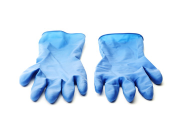 Blue medical gloves isolated on white