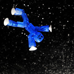 blue man floating in open sky