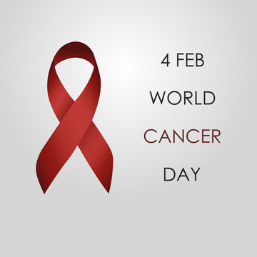 4 february. world canser day. Aids. Red ribbon. Illustration. Vector