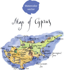 Obraz premium Map of attractions of Cyprus