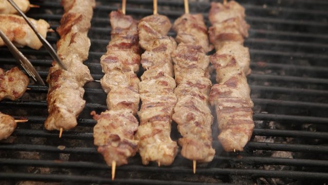 Barbecue grliling shish kebab