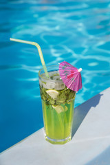 mahito glass near the pool