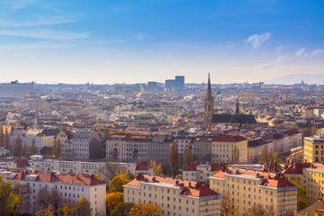 Vienna, Austria - November 9, 2014: View of Vienna with a ferris wheel