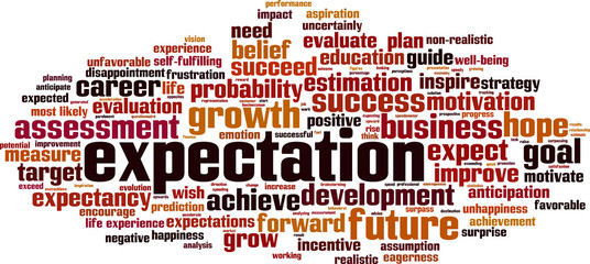 Expectations word cloud concept. Vector illustration