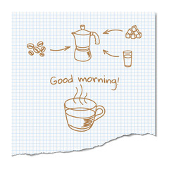Coffee drink recipe. Vector illustration 