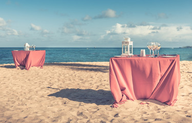 Party table at the beach