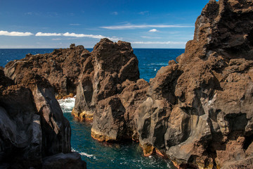 Fototapeta na wymiar Landscape Volcanic coast in Azores, Portugal.