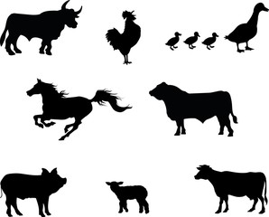 Farm animals silhouette