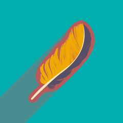 flat icon with long shadow bird's feather