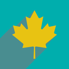 flat icon with long shadow Maple Leaf