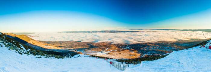 TATRANSKA LOMNICA, SLOVAKIA - DEC 23, 2015: Panoramic view of sk