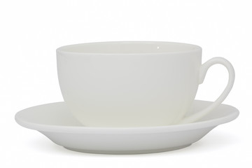 White cup of tea, isolated on white background, with clipping pa