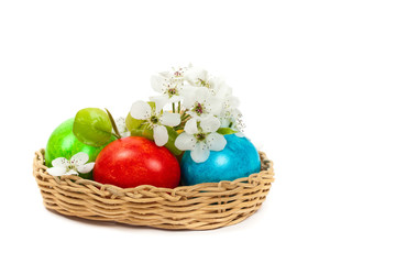 Easter theme. Decorative Easter eggs. Selective focus.