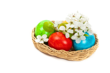 Easter theme. Decorative Easter eggs. Selective focus.