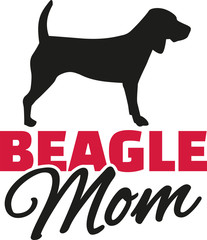 Beagle Mom with dog silhouette - obrazy, fototapety, plakaty