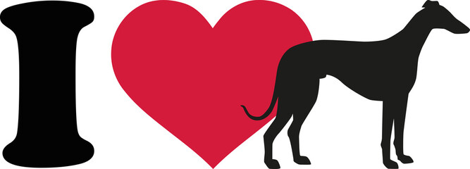 Fototapeta na wymiar I love Greyhounds icon
