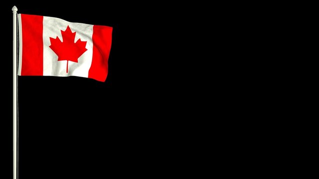 Canadian flag waving in the wind with PNG alpha channel for easy project implementation.