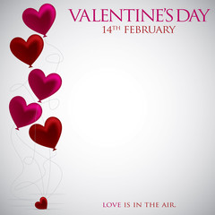 Fototapeta na wymiar Heart balloon Valentine's Day card in vector format.