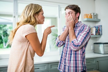 Upset couple having an argument