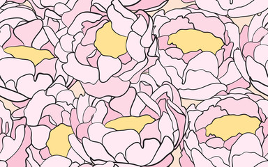 Pink peony flower seamelss pattern