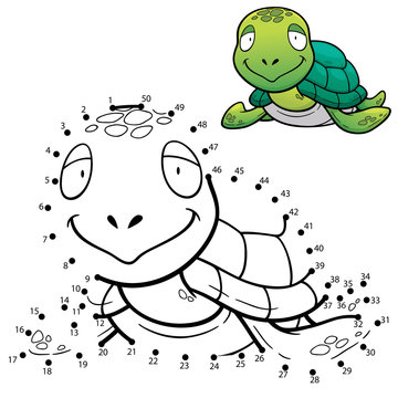 Vector Illustration of Education dot to dot game - Turtle