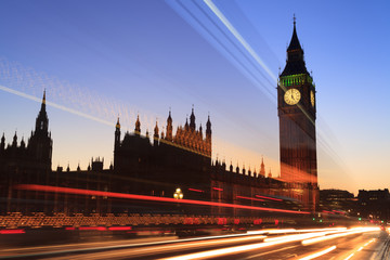 Fototapeta na wymiar Big Ben and house of parliament at twilight, London, UK..
