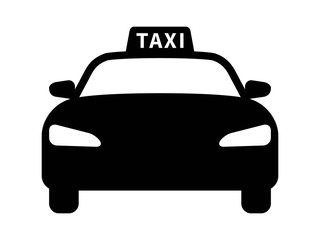 Taxi or taxicab flat icon for transportation apps and websites - obrazy, fototapety, plakaty