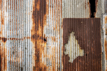 Old rusty zinc plat wall.
