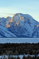 Mount Moran (12,605 ft) in Grand Tetons range of the Central Rocky Mountains in Grand Tetons...