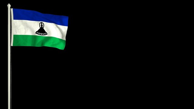 Mosotho flag waving in the wind with PNG alpha channel for easy project implementation.