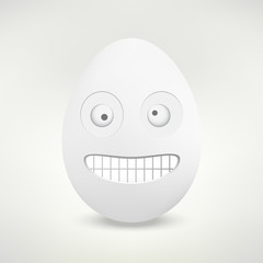 Vector crazy happy and funny egg face. Smile with teeth