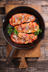 baked eggplant with tomato sauce and ham