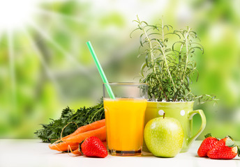 Fresh juice orange, Healthy drink, breakfast concept, Nature fruits and vegetable 