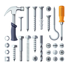 Repair tools flat icons set